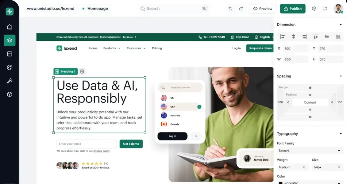 Website builder preview
